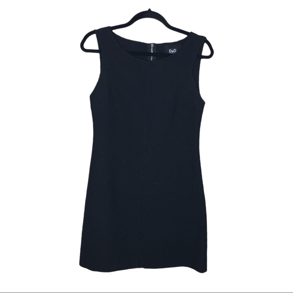 D&G Dolce Gabbana Size 38(US 8) Wool Raw Edge Sleeveless LBD Sheath Dress